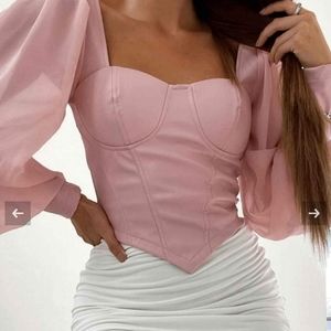 Pink leather top NEVER WORN